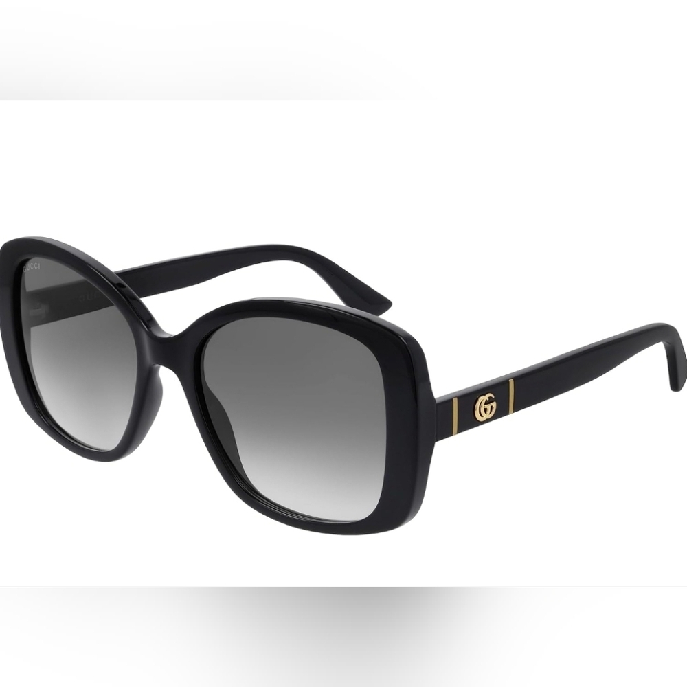 NEW Gucci Black Square Sunglasses with Gold GG Accent
